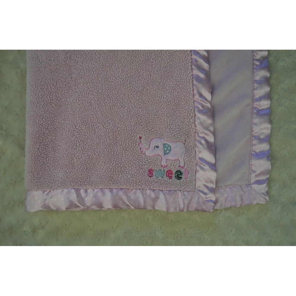 Child of Mine By Carter's Sweet Elephant Baby Blanket Pink White Polka Dot Gray